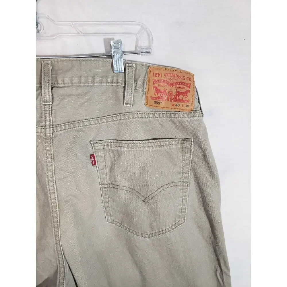 Levis 559 Beige Jeans Men's 40x30 Relaxed Straight Denim R341